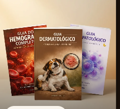 Mockup dos 3 e-books: Hemograma, Dermatologia e Citopatologia